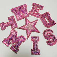 Load image into Gallery viewer, 2" Glitter Sequin Letters  -  Embroidered Hat Patch
