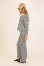 Load image into Gallery viewer, Striped Collared Knit Lounge Pant  Set
