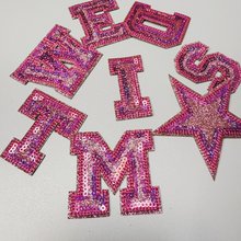 Load image into Gallery viewer, 2" Glitter Sequin Letters  -  Embroidered Hat Patch
