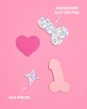 Load image into Gallery viewer, Penis Confetti - 200 pc pink + holographic confetti, Bachelorette Party
