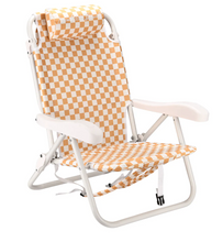 Load image into Gallery viewer, Local Beach Checker Reclining Backpack Beach Chair - Golden
