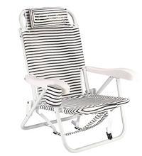 Load image into Gallery viewer, Local Beach Brush Stripe Reclining Backpack Chair - Black
