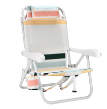 Load image into Gallery viewer, Local Beach Vintage Multi Stripe Reclining Backpack Beach Chair
