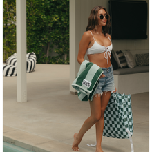 Load image into Gallery viewer, Checker Backpack Reclining Beach Lounger Green/Blue
