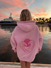Load image into Gallery viewer, Bubblegum Pink Ocean Heart Stitched Hoodie
