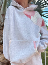 Load image into Gallery viewer, Pearl Grey Margo Quilted Patchwork Hoodie

