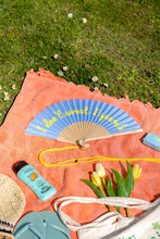 Load image into Gallery viewer, Hand fan "I Don't Sweat I Sparkle" Blue - Glows in the Dark
