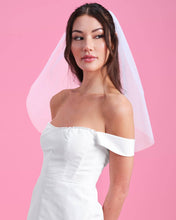 Load image into Gallery viewer, Bride to Be Blue Embroidered Veil | Bachelorette Bridal Show
