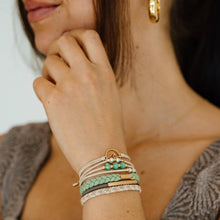 Load image into Gallery viewer, "Reflect" Gold Wave with Beachy Neutrals Hair Tie Bracelets
