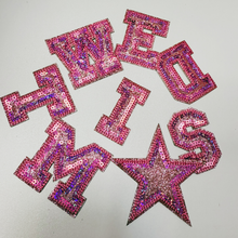 Load image into Gallery viewer, 2" Glitter Sequin Letters  -  Embroidered Hat Patch
