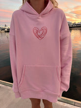 Load image into Gallery viewer, Bubblegum Pink Ocean Heart Stitched Hoodie
