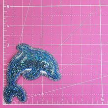 Load image into Gallery viewer, Dolphin Sequin Blue Glitter Iron On Patch
