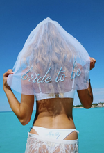 Load image into Gallery viewer, Bride to Be Blue Embroidered Veil | Bachelorette Bridal Show
