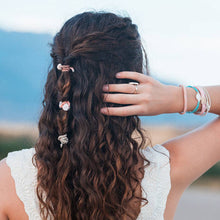 Load image into Gallery viewer, "Shimmer" Coral with Shell Hair Tie Bracelets
