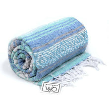 Load image into Gallery viewer, Mint Blue Ocean Mexican Falsa Yoga Blanket

