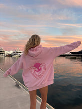 Load image into Gallery viewer, Bubblegum Pink Ocean Heart Stitched Hoodie
