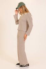 Load image into Gallery viewer, Striped Collared Knit Lounge Pant  Set
