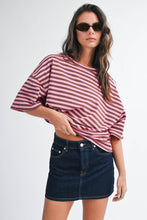 Load image into Gallery viewer, 8649HN Oversized Stripe Boyfriend Tee
