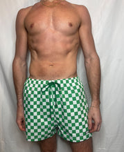 Load image into Gallery viewer, CTS GREEN AND WHITE CHECKER SWIM TO GYM SHORT
