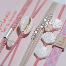 Load image into Gallery viewer, "Shimmer" Coral with Shell Hair Tie Bracelets
