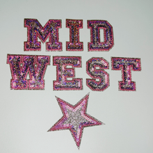 Load image into Gallery viewer, 2" Glitter Sequin Letters  -  Embroidered Hat Patch
