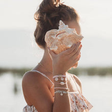 Load image into Gallery viewer, "Shimmer" Coral with Shell Hair Tie Bracelets
