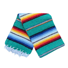 Load image into Gallery viewer, Authentic Mexican Blanket - Northern Lights - Teal Green
