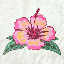 Load image into Gallery viewer, Hibiscus Flower Tropical Sequin Large Iron On Patch
