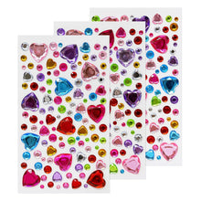 Load image into Gallery viewer, Wrapables 327pcs Acrylic Self Adhesive Crystal Rhinestone Gem Stickers, DIY, Arts &amp; Crafts Supplies (3 sheets), Hearts
