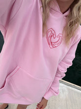 Load image into Gallery viewer, Bubblegum Pink Ocean Heart Stitched Hoodie
