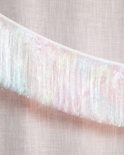 Load image into Gallery viewer, White Iridescent Fringe Banner | 5 ft, Party Decor

