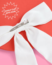 Load image into Gallery viewer, Bride To Be Embroidered Hair Bow | white, blue bridal
