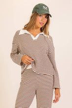 Load image into Gallery viewer, Striped Collared Knit Lounge Pant  Set
