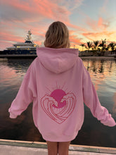 Load image into Gallery viewer, Bubblegum Pink Ocean Heart Stitched Hoodie
