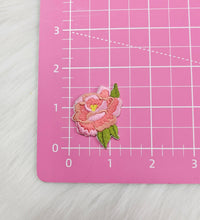 Load image into Gallery viewer, Small Pink Peony Rose Flower Embroidery Iron On Patch
