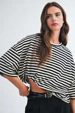 Load image into Gallery viewer, 8649HN Oversized Stripe Boyfriend Tee
