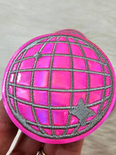 Load image into Gallery viewer, Iridescent Hot Pink Disco Ball Iron On Patch
