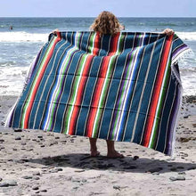 Load image into Gallery viewer, 100% Cotton Blue Pastel Serape Mexican Blanket

