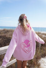 Load image into Gallery viewer, Bubblegum Pink Ocean Heart Stitched Hoodie
