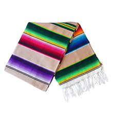 Load image into Gallery viewer, Mexican Serape Blanket Tan Beige Multi Color Throw
