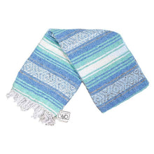 Load image into Gallery viewer, Mint Blue Ocean Mexican Falsa Yoga Blanket

