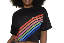 Load image into Gallery viewer, CHRIS TURK RETRO STRIPE BLACK UNISEX CROP
